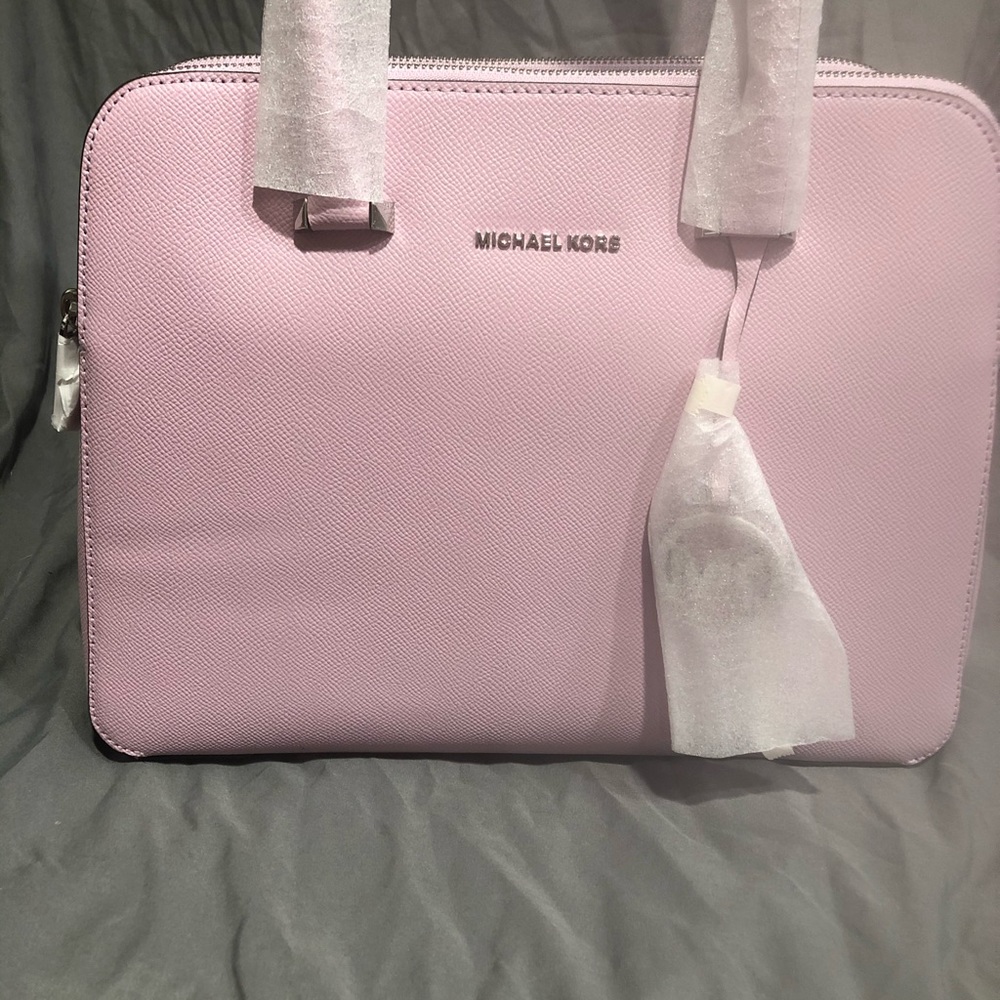 Michael Kors Houston Double Zip Crossgrain Leather Satchel